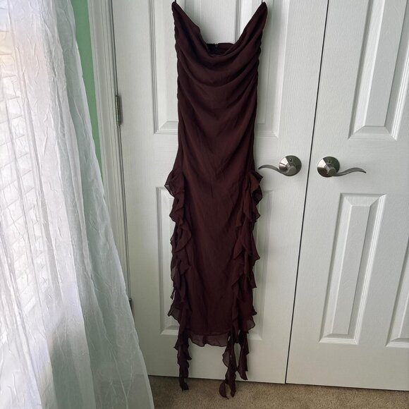 NWT Lioness Whimsigoth Dress Womens XS Brown Sheer Fairy Y2K - Picture 2 of 8